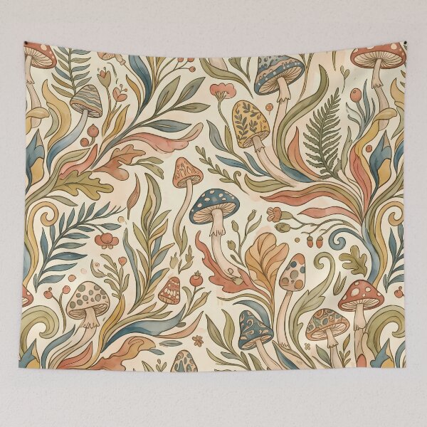 Item preview, Mushrooms Aesthetic Vintage Abstract Floral Seamless Pattern Art designed and sold by ART ATTACK ZONE.