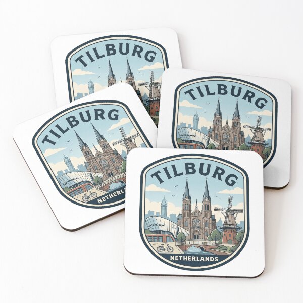 Item preview, Retro Tilburg Netherlands Cityscape Travel Badge designed and sold by k3rstman1.
