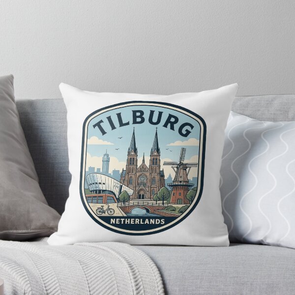 Item preview, Retro Tilburg Netherlands Cityscape Travel Badge designed and sold by k3rstman1.