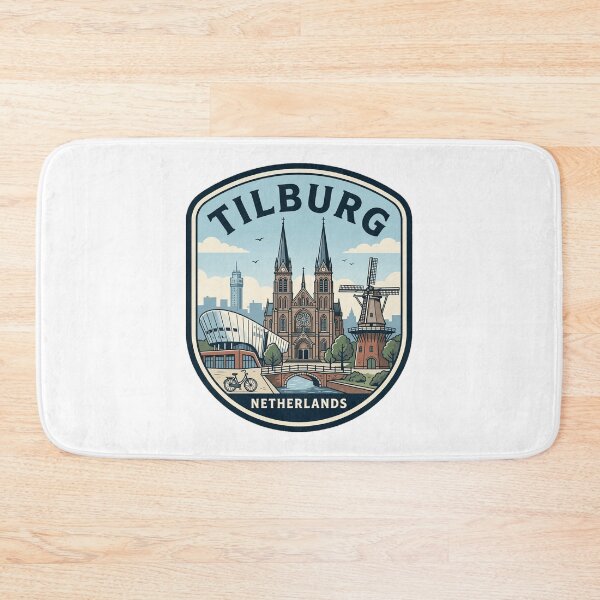 Item preview, Retro Tilburg Netherlands Cityscape Travel Badge designed and sold by k3rstman1.