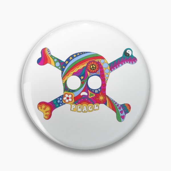 Item preview, Psychedelic Skull Art White– Retro Hippie Rainbow Groovy Peace Design designed and sold by Kellie Espie Art.