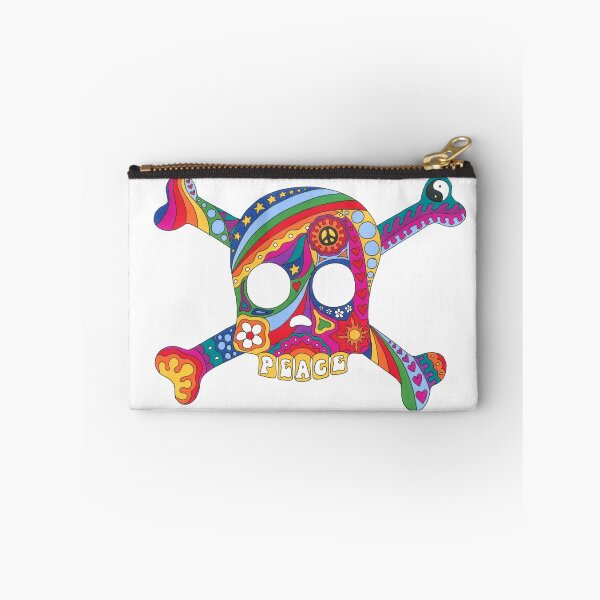 Item preview, Psychedelic Skull Art White– Retro Hippie Rainbow Groovy Peace Design designed and sold by Kellie Espie Art.