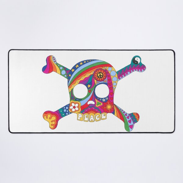 Item preview, Psychedelic Skull Art White– Retro Hippie Rainbow Groovy Peace Design designed and sold by Kellie Espie Art.