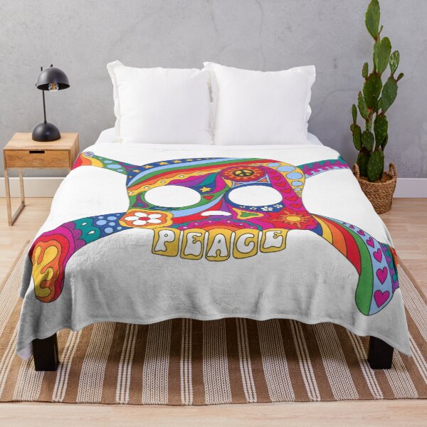 Item preview, Psychedelic Skull Art White– Retro Hippie Rainbow Groovy Peace Design designed and sold by Kellie Espie Art.