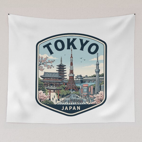 Item preview, Tokyo Japan Travel Souvenir Retro Skyline Badge designed and sold by k3rstman1.