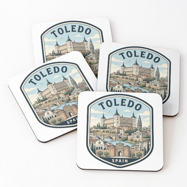 Aperçu de l'œuvre Toledo, Espagne - Badge de voyage vintage - Skyline créée et vendue par k3rstman1.