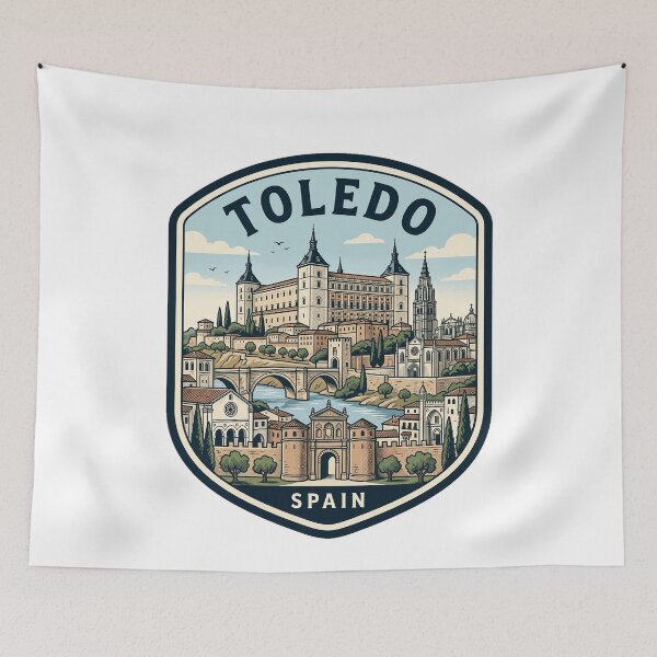 Artikelvorschau, Toledo Spanien Vintage Reiseabzeichen Skyline entworfen und verkauft von k3rstman1.
