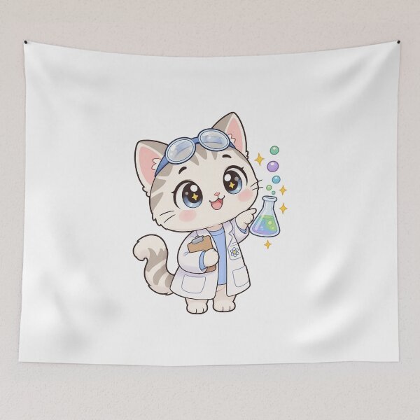 Item preview, Curious Scientist Cat With Flask designed and sold by HoopeStylee.