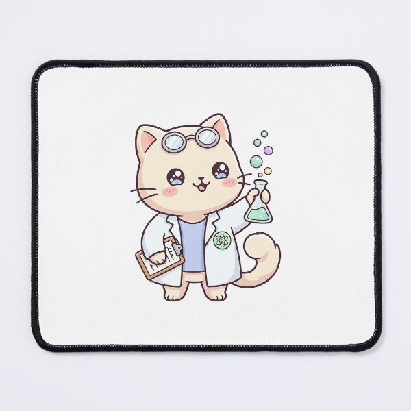 Item preview, Kawaii Cat Scientist Making Discoveries designed and sold by HoopeStylee.