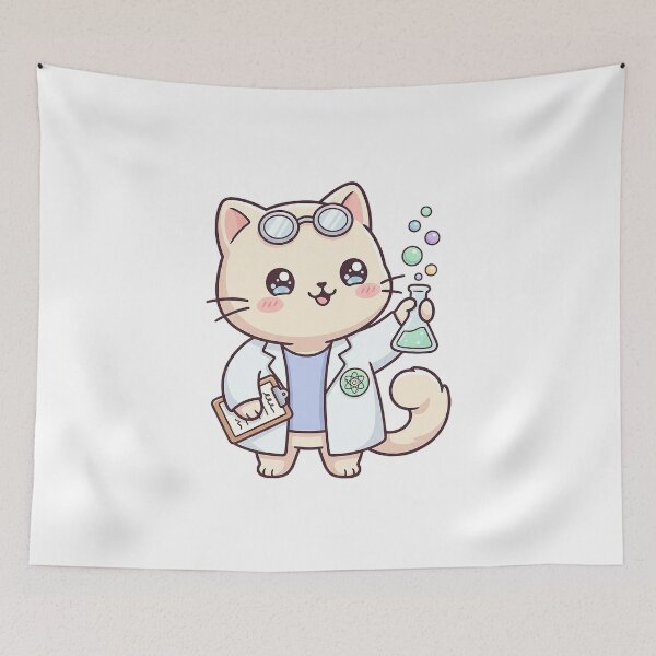 Item preview, Kawaii Cat Scientist Making Discoveries designed and sold by HoopeStylee.