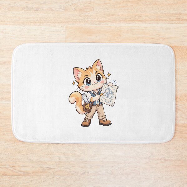 Item preview, Cute Architect Cat With Blueprint designed and sold by HoopeStylee.