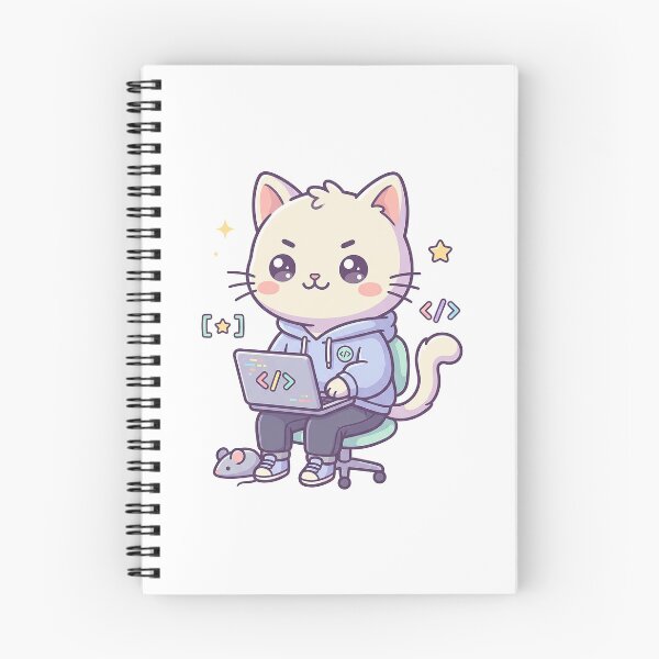 Item preview, Cute Programmer Cat Coding On Laptop designed and sold by HoopeStylee.
