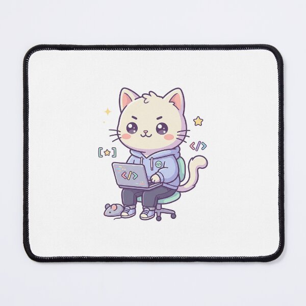 Item preview, Cute Programmer Cat Coding On Laptop designed and sold by HoopeStylee.