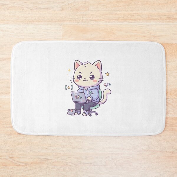 Item preview, Cute Programmer Cat Coding On Laptop designed and sold by HoopeStylee.