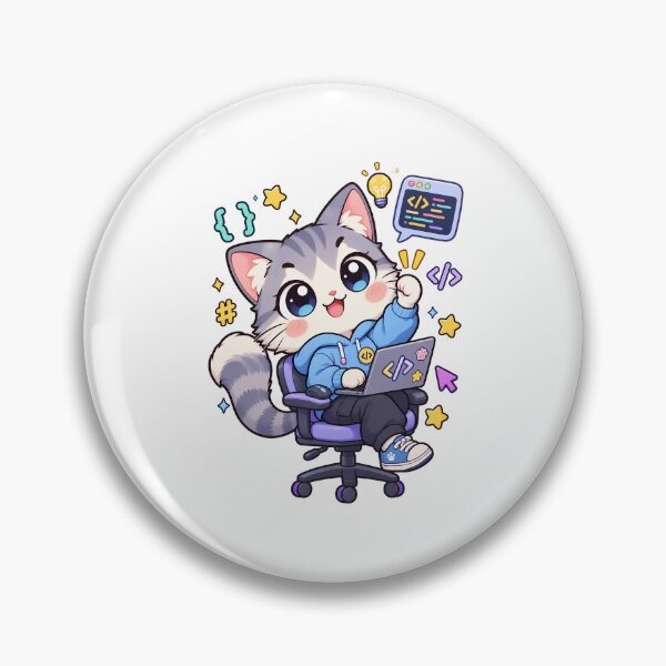 Item preview, Kawaii Cat Programmer Coding Away designed and sold by HoopeStylee.