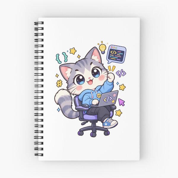 Item preview, Kawaii Cat Programmer Coding Away designed and sold by HoopeStylee.