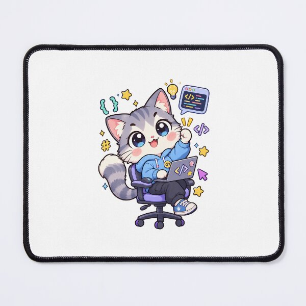 Item preview, Kawaii Cat Programmer Coding Away designed and sold by HoopeStylee.