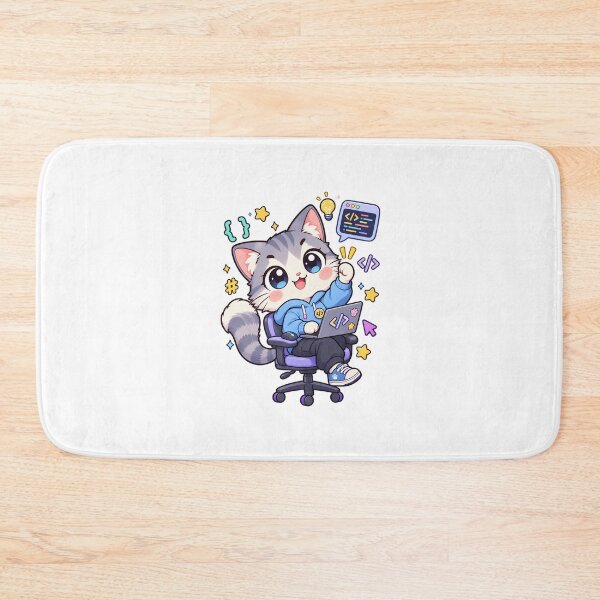 Item preview, Kawaii Cat Programmer Coding Away designed and sold by HoopeStylee.