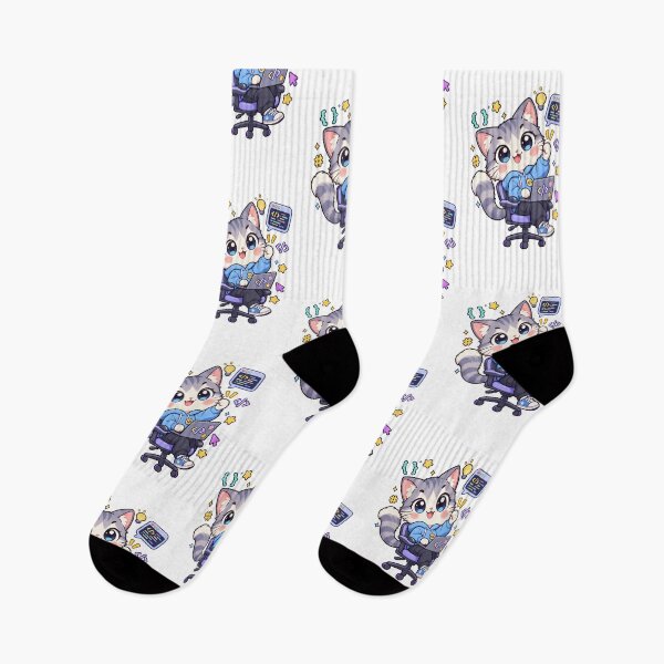 Item preview, Kawaii Cat Programmer Coding Away designed and sold by HoopeStylee.