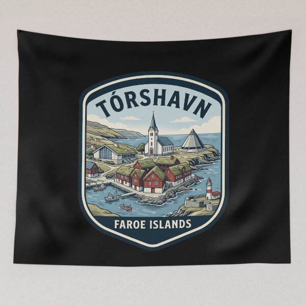 Item preview, Torshavn Faroe Islands Vintage Travel Emblem designed and sold by k3rstman1.