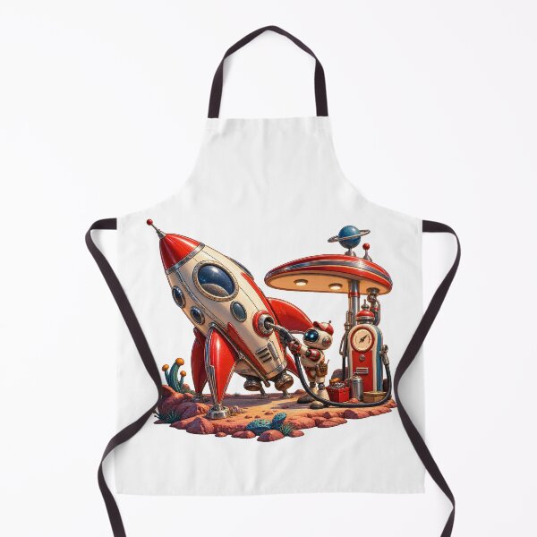 Item preview, Retro Space Gas Station Robot Mechanic Vintage Rocket designed and sold by builtforyou.