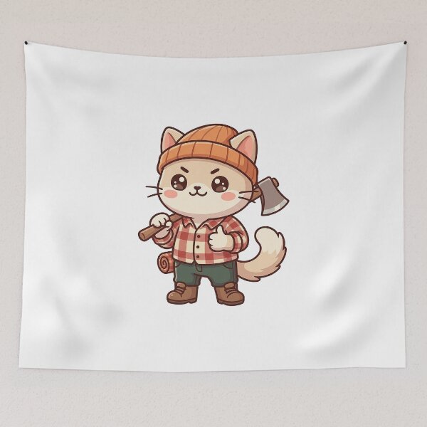 Item preview, Kawaii Cat Lumberjack Ready For Work designed and sold by HoopeStylee.