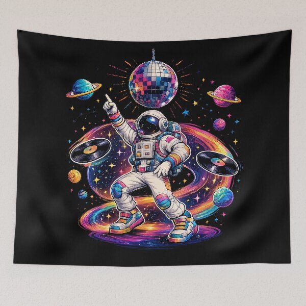 Item preview, Disco Astronaut Cosmic Dance Party – Rainbow Galaxy Retro Space Art designed and sold by builtforyou.
