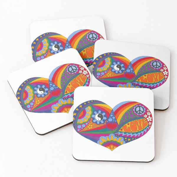 Item preview, Psychedelic Heart Art White– Retro Hippie Rainbow Groovy Peace Design designed and sold by Kellie Espie Art.
