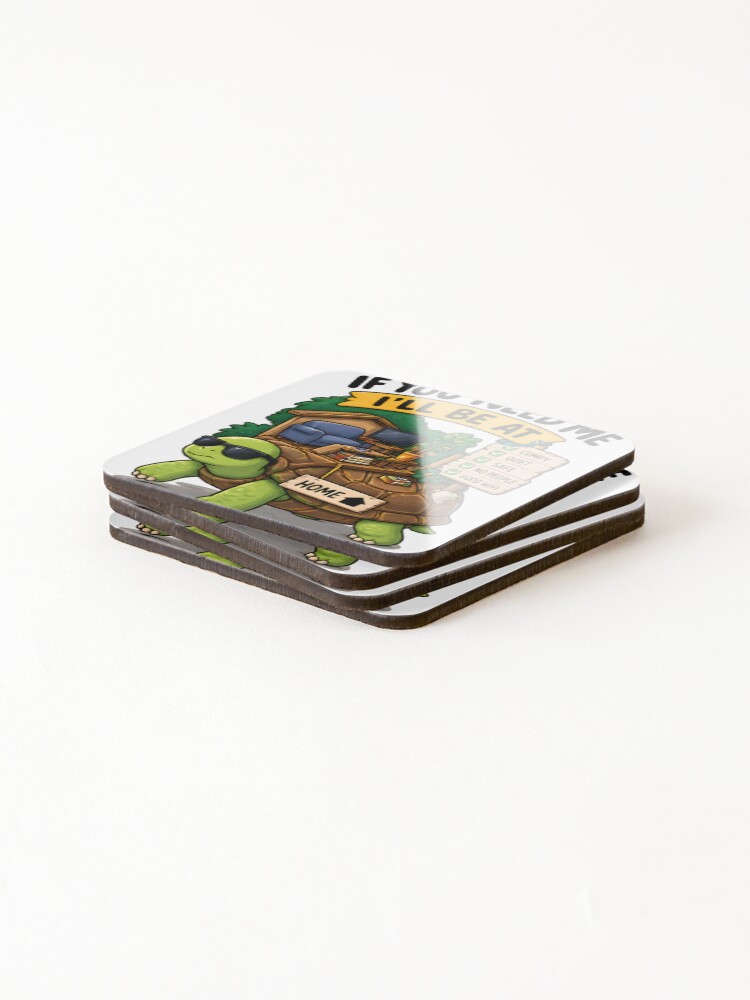 Thumbnail 4 of 5, Coasters (Set of 4), Introvert Turtle Finds Perfect Home designed and sold by AtlasThread.