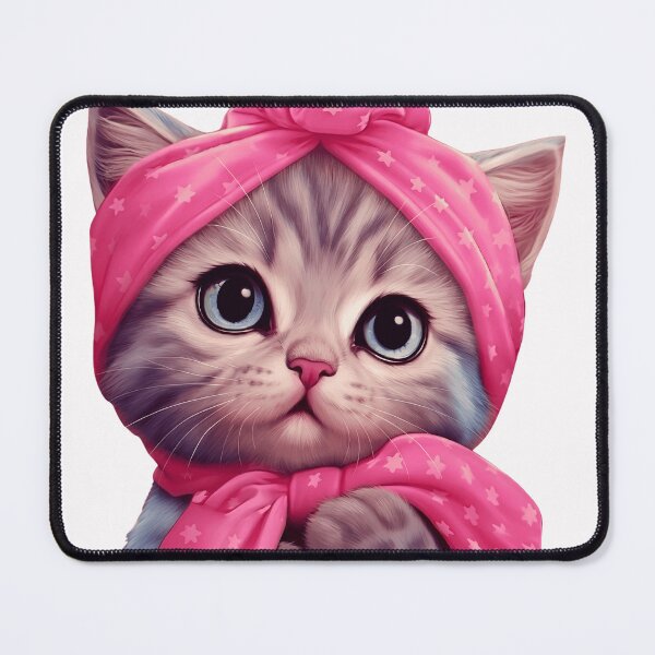 Item preview, Cute Kitten in Pink Turban Star Headscarf | Kawaii Cat Art designed and sold by L&L.
