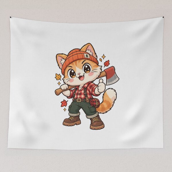 Item preview, Cute Lumberjack Cat With Axe designed and sold by HoopeStylee.