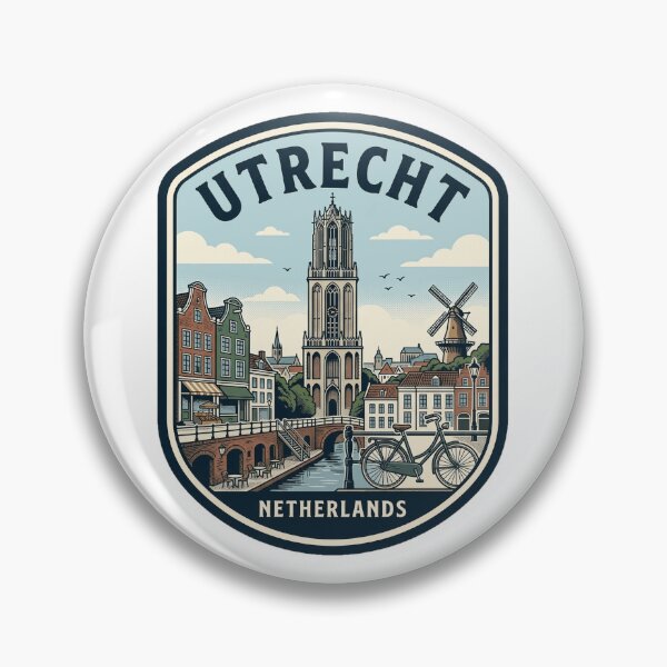 Item preview, Vintage Utrecht Netherlands Cityscape Travel Badge designed and sold by k3rstman1.