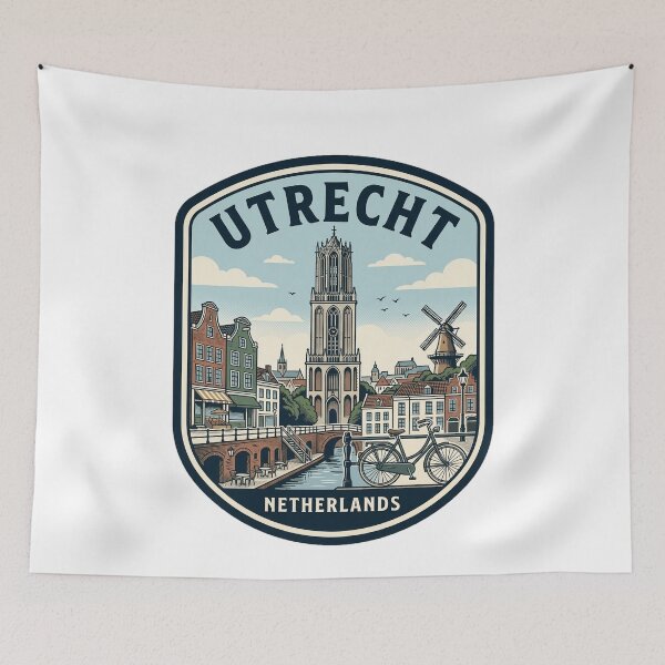 Item preview, Vintage Utrecht Netherlands Cityscape Travel Badge designed and sold by k3rstman1.