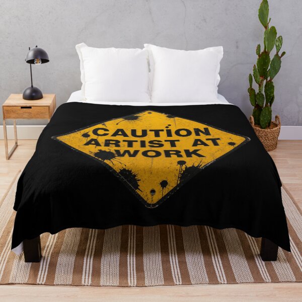Item preview, Caution Artist At Work - Grunge Warning Sign for Creative Minds & Makers designed and sold by Lifer Art and Design.