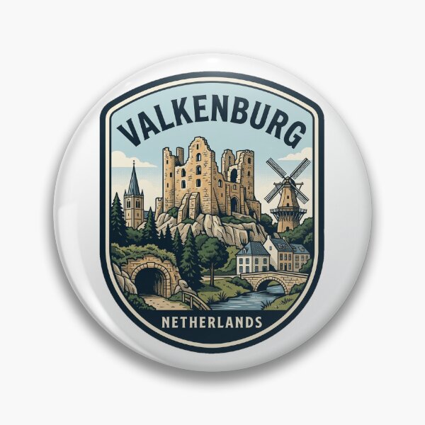 Item preview, Valkenburg Netherlands Castle Ruins Vintage Travel Emblem designed and sold by k3rstman1.