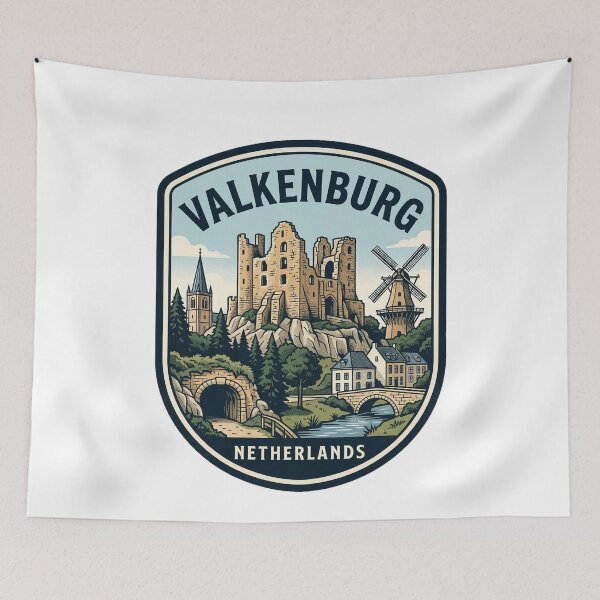 Item preview, Valkenburg Netherlands Castle Ruins Vintage Travel Emblem designed and sold by k3rstman1.