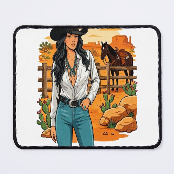 Item preview, Desert Soul & Western Skies - Raven Hair Cowgirl with Turquoise Jewelry designed and sold by ScenicRoute66.
