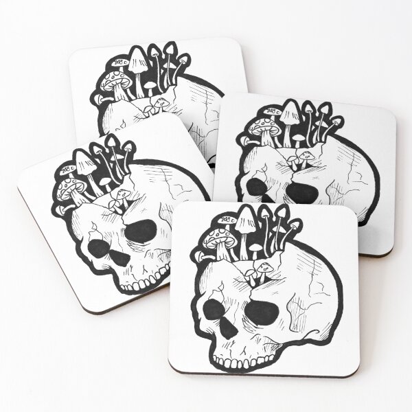 Item preview, Broken skull with mushrooms designed and sold by MadMarthasArt.