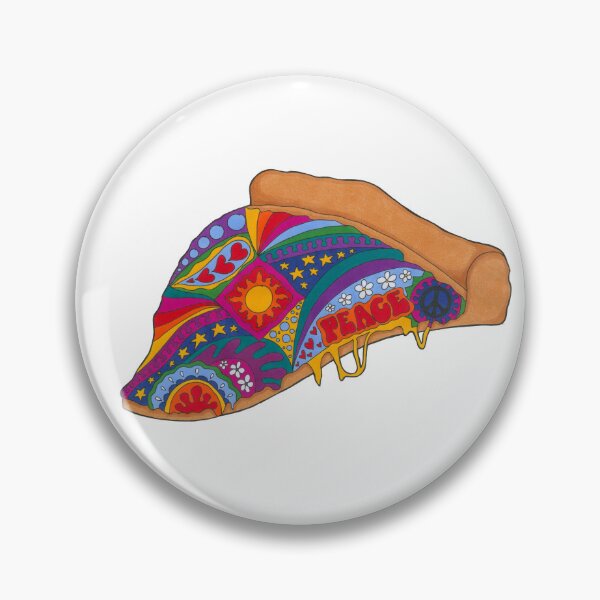 Item preview, Psychedelic Peace of Pizza Art White– Retro Hippie Rainbow Groovy Peace Design designed and sold by Kellie Espie Art.