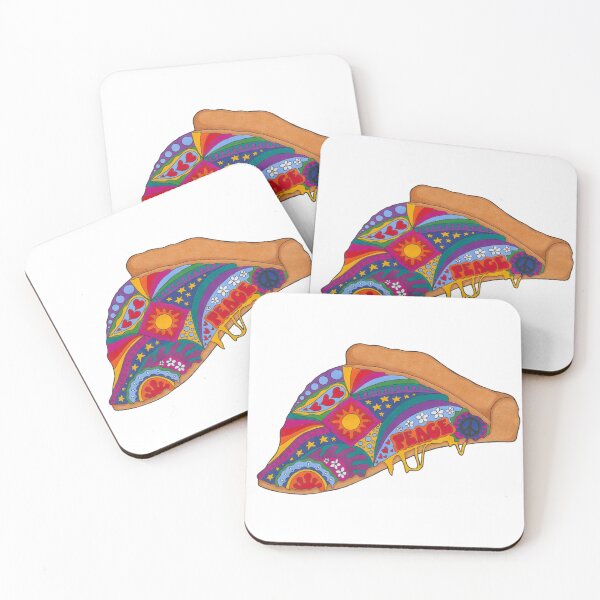 Item preview, Psychedelic Peace of Pizza Art White– Retro Hippie Rainbow Groovy Peace Design designed and sold by Kellie Espie Art.