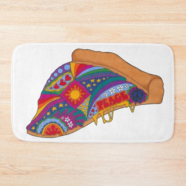 Item preview, Psychedelic Peace of Pizza Art White– Retro Hippie Rainbow Groovy Peace Design designed and sold by Kellie Espie Art.