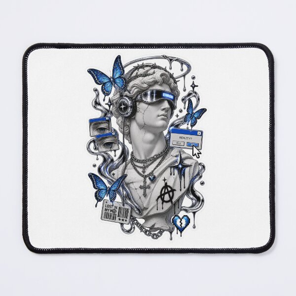 Item preview, Cyberpunk Marble Statue Y2K Sticker – Blue Glitch Aesthetic designed and sold by ᴹᵉˡᵛʸᵃ Sᵗᵘᵈⁱᵒ.