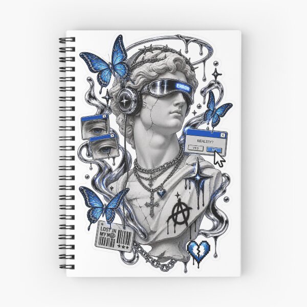 Item preview, Cyberpunk Marble Statue Y2K Sticker – Blue Glitch Aesthetic designed and sold by ᴹᵉˡᵛʸᵃ Sᵗᵘᵈⁱᵒ.