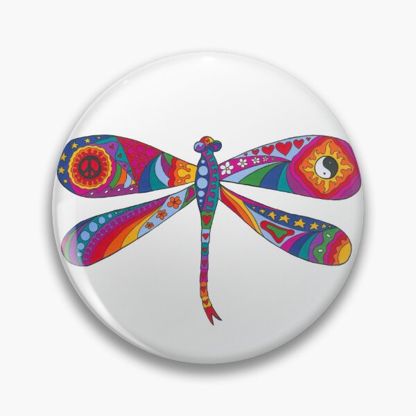 Item preview, Psychedelic Dragonfly Art White– Retro Hippie Rainbow Groovy Peace Design designed and sold by Kellie Espie Art.