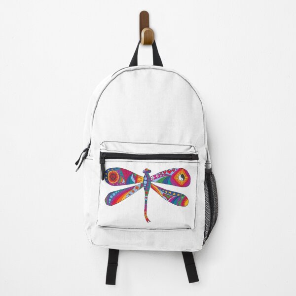 Item preview, Psychedelic Dragonfly Art White– Retro Hippie Rainbow Groovy Peace Design designed and sold by Kellie Espie Art.