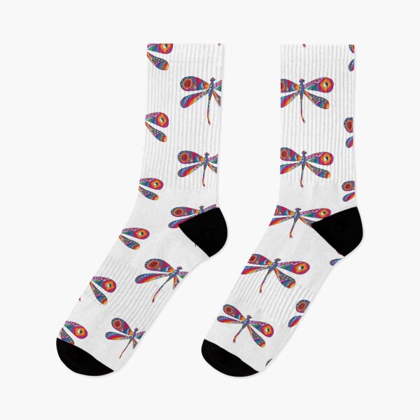 Item preview, Psychedelic Dragonfly Art White– Retro Hippie Rainbow Groovy Peace Design designed and sold by Kellie Espie Art.