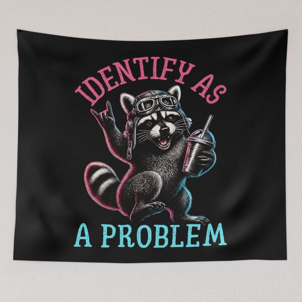 Item preview,  I Identify As A Problem Funny Neon Raccoon Trash Panda Art. designed and sold by LeSoniPapaPrint.
