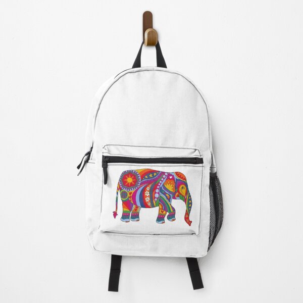 Item preview, Psychedelic Elephant Art White– Retro Hippie Rainbow Groovy Peace Design designed and sold by Kellie Espie Art.