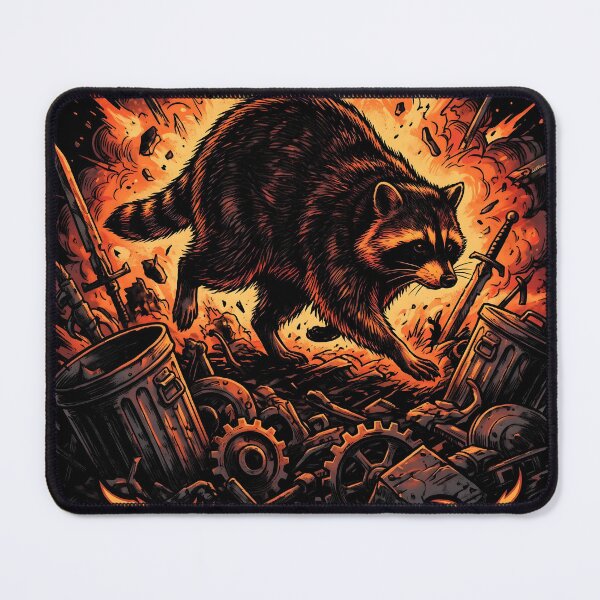 Item preview, Jimothy Charging Through a Battlefield of Broken Bins Debris Exploding Funny Raccoon Tee designed and sold by Senpaiwaves.