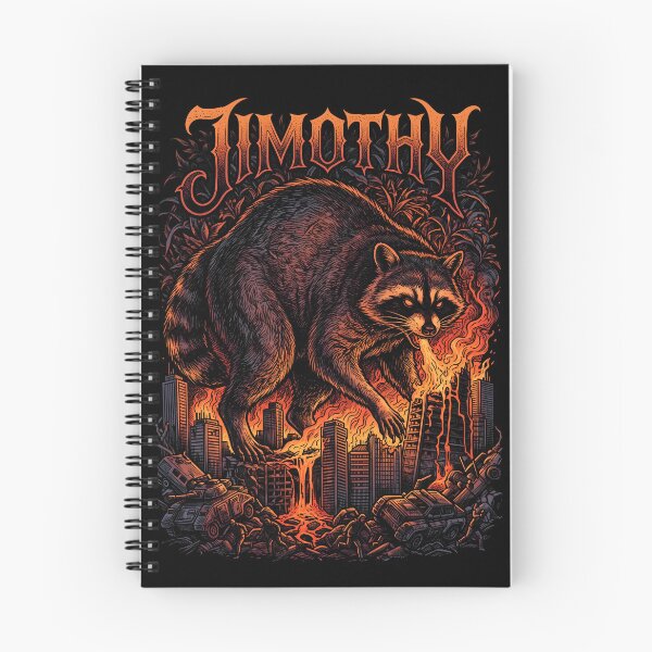 Item preview, Jimothy As a Colossal Kaiju Looming Over a Burning City Skyline Funny Raccoon Tee designed and sold by Senpaiwaves.